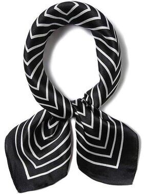 Women's White Black Houndstooth Scarf for Hair Digital Printed Headscarf